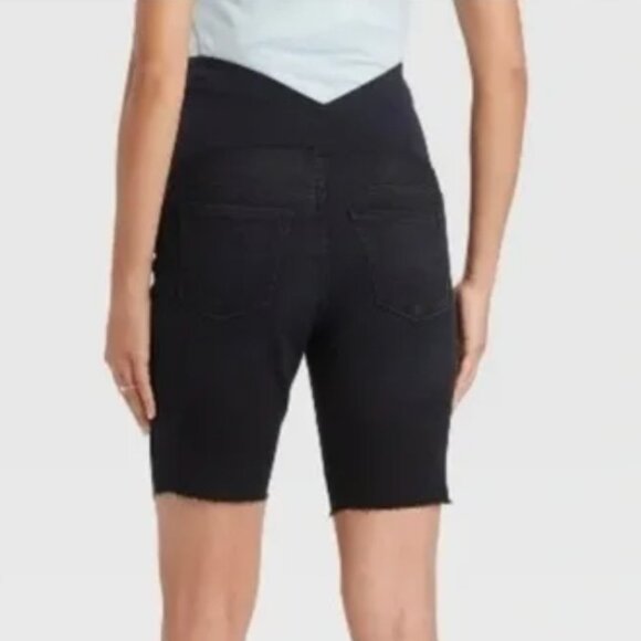 ISABEL MATERNITY black stretch denim bermuda shorts 6 NWOT - Picture 2 of 6